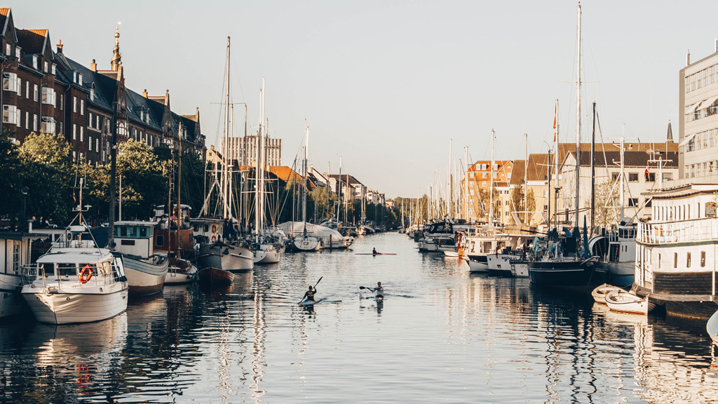 Sailing through Christianshavns Canal in Copenhagen